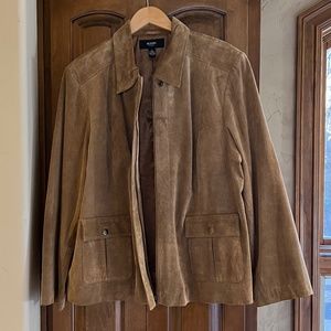 Tan Sueded Leather Jacket by Alfani Woman in 3X
